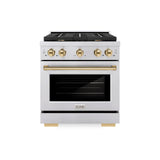 ZLINE Autograph Edition 30 in. 4.2 cu. ft. 4 Burner Gas Range with Convection Gas Oven in Stainless Steel and Polished Gold Accents (SGRZ-30-G)