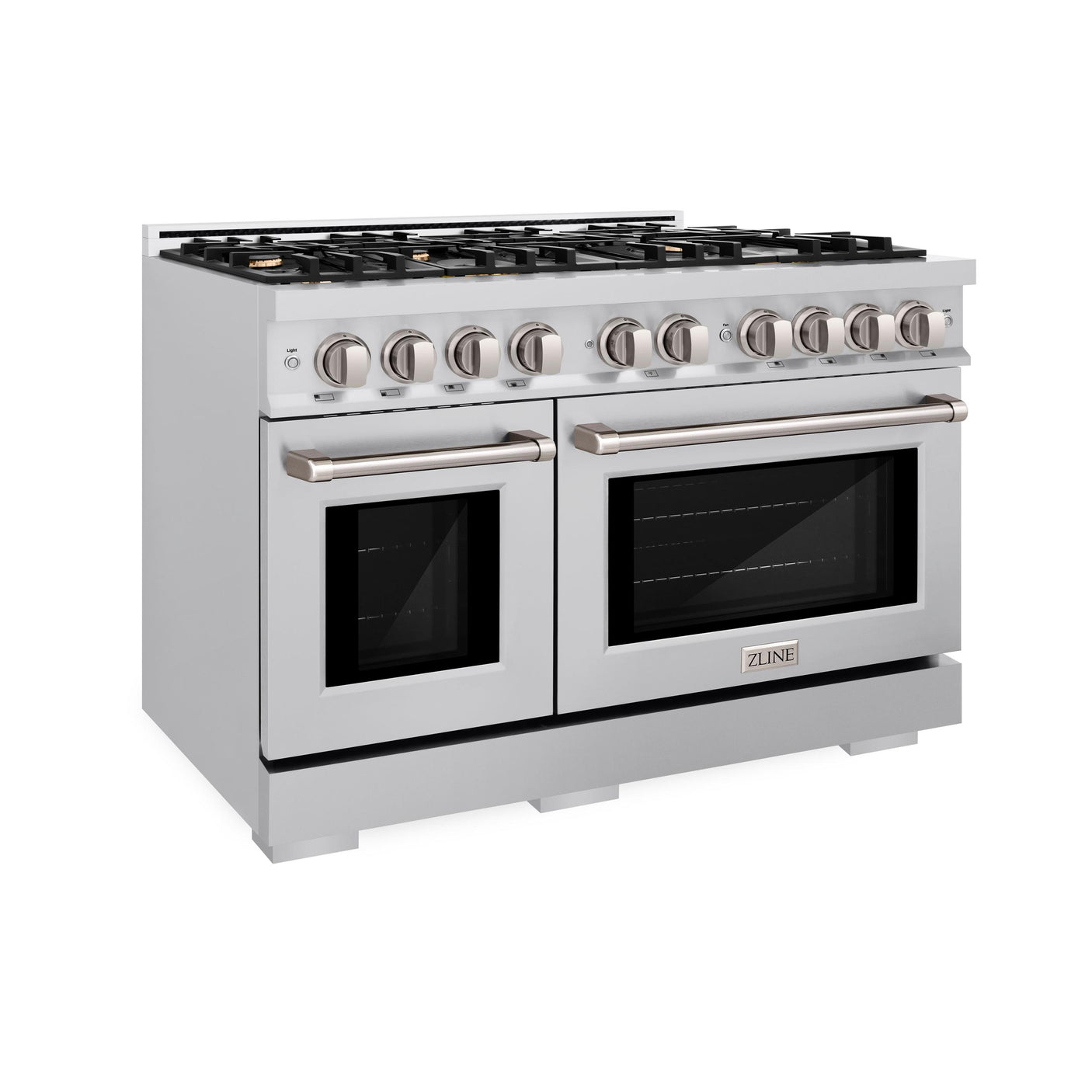 ZLINE 48 in. 6.7 cu. ft. Select Double Oven Dual Fuel Range in Stainless Steel with 8 Brass Burners (HDR-BR-48)