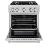 ZLINE 30 in. 4.2 cu. ft. Select Gas Range with 4 Burner Cooktop and Convection Gas Oven in DuraSnow' Stainless Steel (HGRS-30)