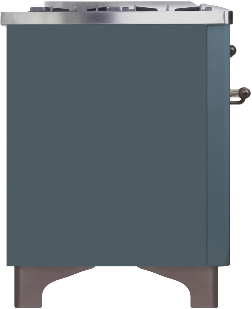 Majestic II 48 Inch Dual Fuel Liquid Propane Freestanding Range in Blue Grey with Bronze Trim