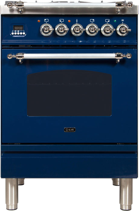 24" Nostalgie Series Friestanding Single Oven Dual Fuel Range with 4 Sealed Burners in Blue