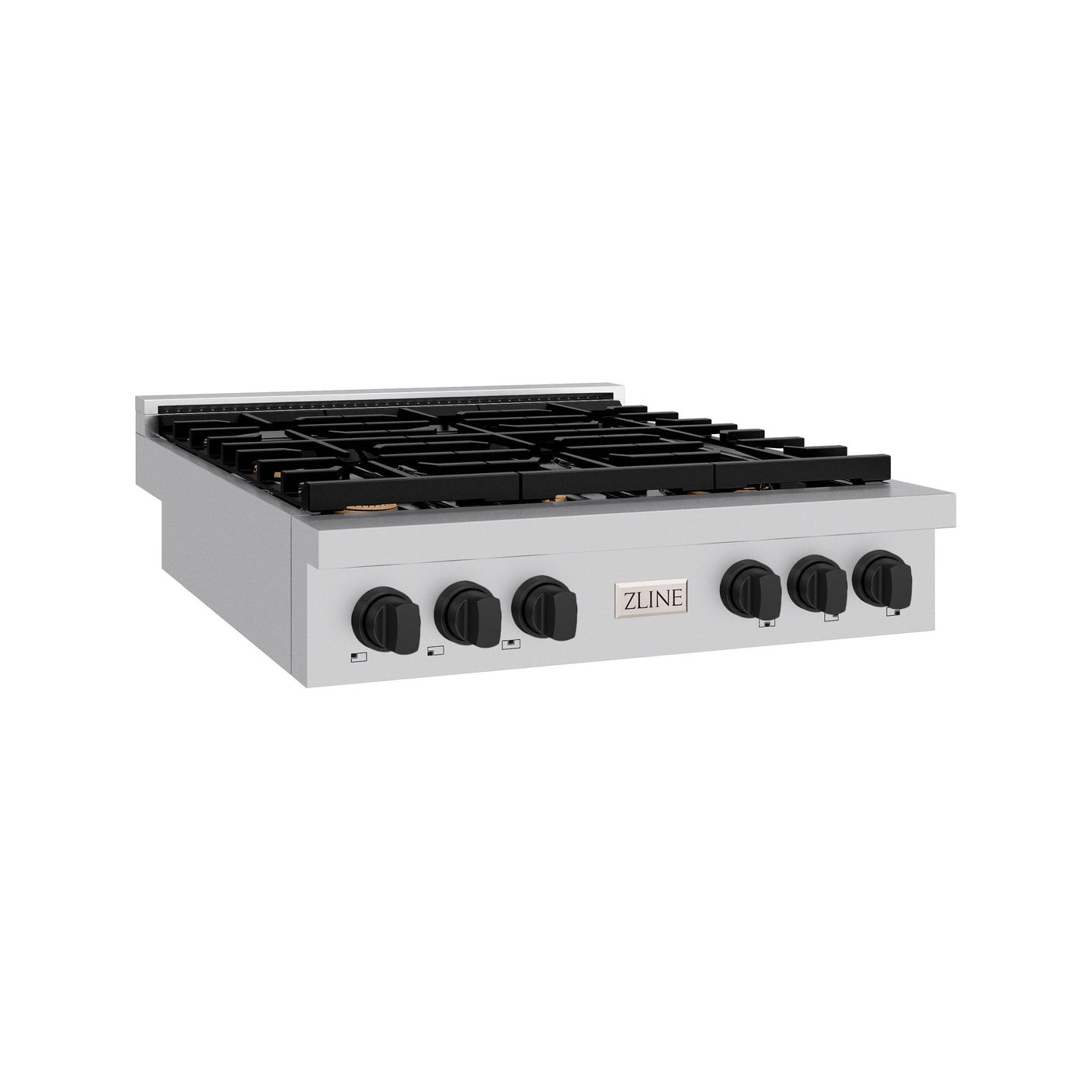 ZLINE 36 in. Autograph Edition Paramount Gas Rangetop with 6 Burners and Porcelain Cooktop in Stainless Steel with Matte Black Accents (SRTZ-36-MB)