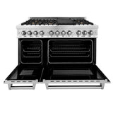 ZLINE 48 in. 6.0 cu. ft. Electric Oven and Gas Cooktop Dual Fuel Range with Griddle and Brass Burners in Stainless Steel (RA-BR-GR-48)