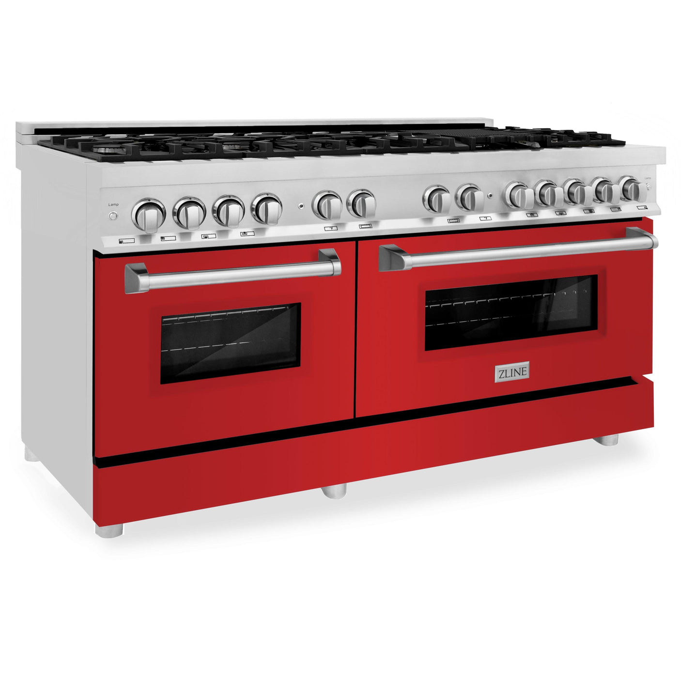 ZLINE 60 in. 7.4 cu. ft. Dual Fuel Range with Gas Stove and Electric Oven in Stainless Steel with Color Options (RA60) [Color: Red Matte]