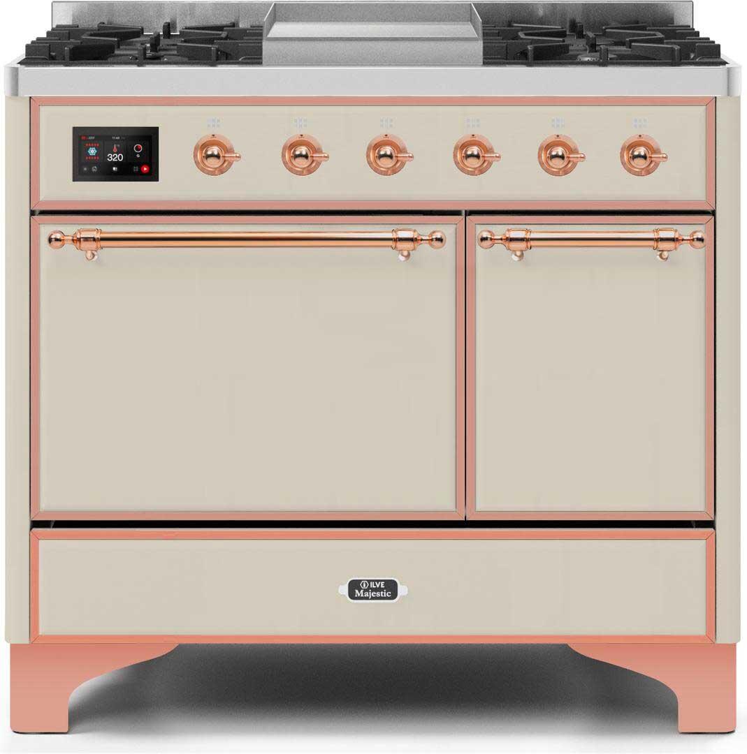 Majestic II 40 Inch Dual Fuel Liquid Propane Freestanding Range in Antique White with Copper Trim