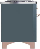 Majestic II 48 Inch Dual Fuel Liquid Propane Freestanding Range in Blue Grey with Copper Trim