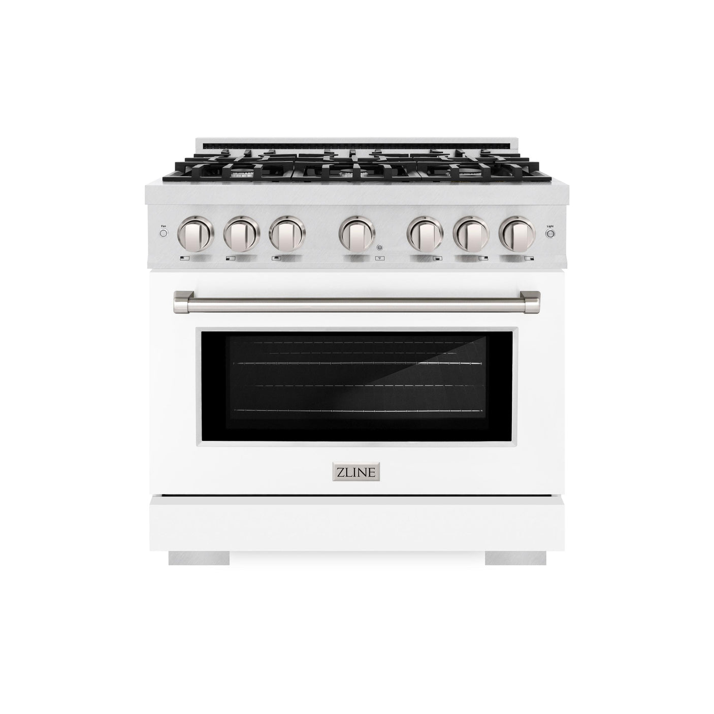 ZLINE 36 in. 5.2 cu. ft. Select Gas Range with 6 Burner Cooktop and Convection Gas Oven in DuraSnow' Stainless Steel with White Matte Door (HGRS-WM-36)