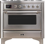 Majestic II 36 Inch Dual Fuel Liquid Propane Freestanding Range in Stainless Steel with Chrome Trim