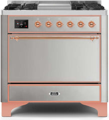 Majestic II 36 Inch Dual Fuel Natural Gas Freestanding Range in Stainless Steel with Copper Trim