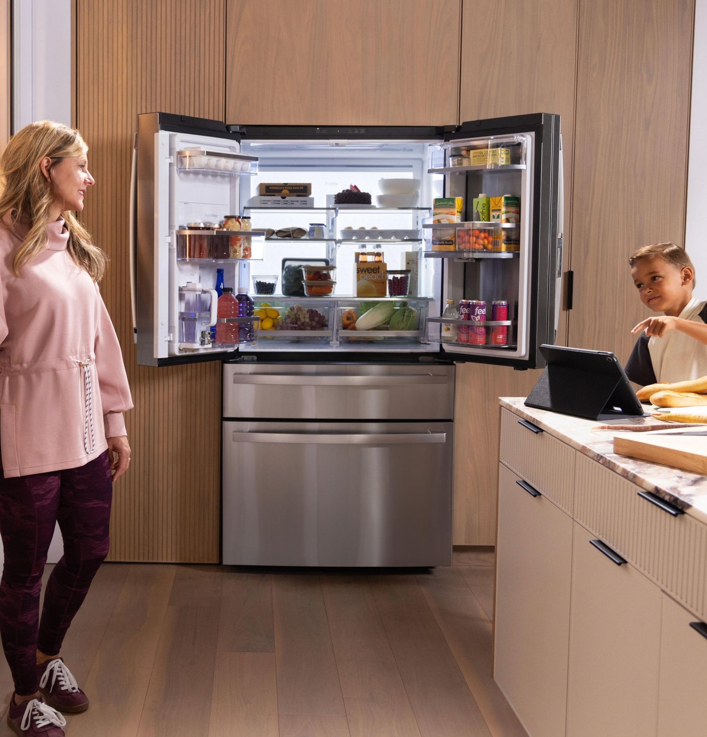 GE Profile™ ENERGY STAR® 29 Cu. Ft. Smart Fingerprint Resistant 4-Door French-Door Refrigerator with Door In Door