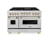 ZLINE Autograph Edition 48" 6.0 cu. ft. Range with Gas Stove and Gas Oven in DuraSnow Stainless Steel with Accents (RGSZ-SN-48) [Color: Champagne Bronze]