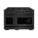 ZLINE 48 in. 6.7 cu. ft. Select Double Oven Dual Fuel Range with 8 Burner Gas Cooktop in Black Stainless Steel (HDRB-48)