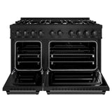 ZLINE 48 in. 6.7 cu. ft. Classic Double Oven Gas Range with 8 Burner Cooktop in Black Stainless Steel (CGRB-48)