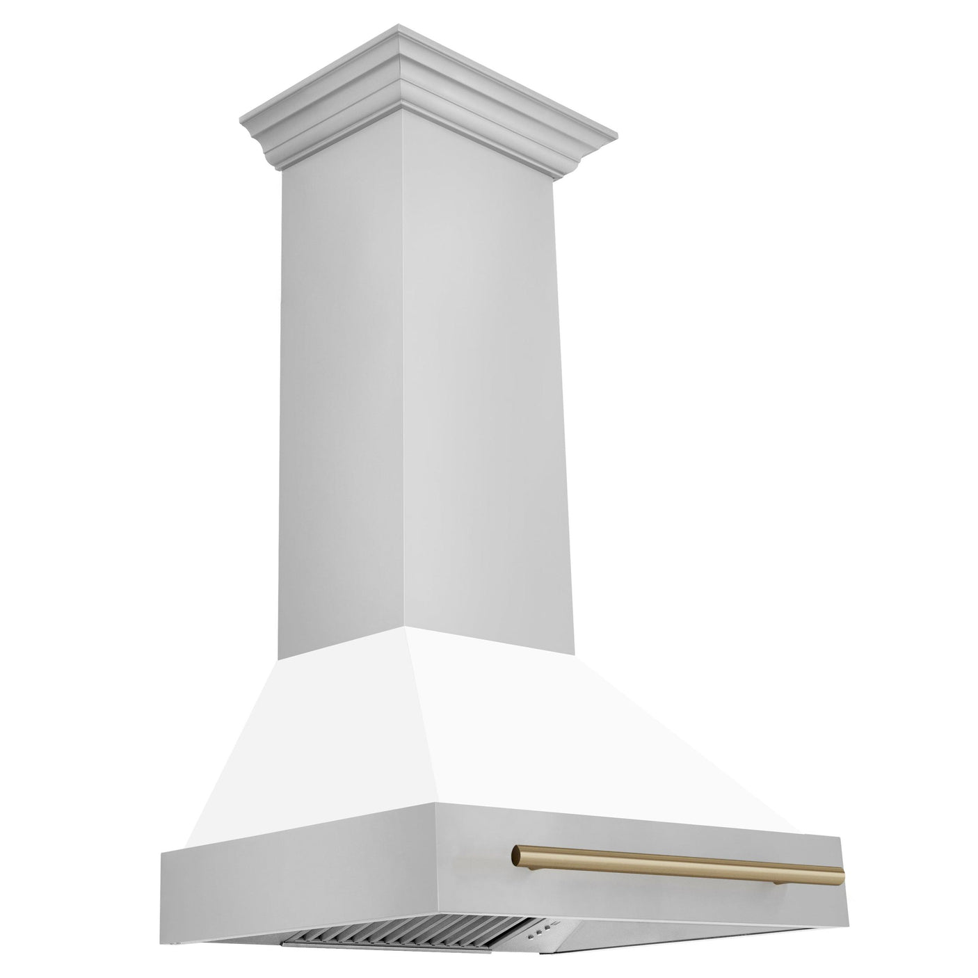 ZLINE 30 in. Autograph Edition Stainless Steel Range Hood with White Matte Shell and Accents (8654STZ-WM30) [Color: Champagne Bronze]