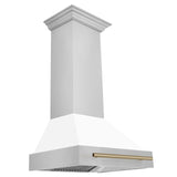 ZLINE 30 in. Autograph Edition Stainless Steel Range Hood with White Matte Shell and Accents (8654STZ-WM30) [Color: Champagne Bronze]