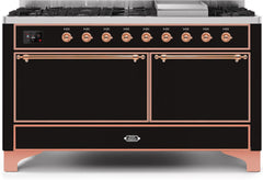 Majestic II 60 Inch Dual Fuel Liquid Propane Freestanding Range in Glossy Black with Copper Trim