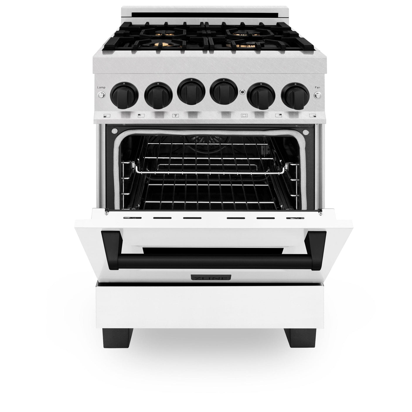 ZLINE Autograph Edition 24" 2.8 cu. ft. Range with Gas Stove and Gas Oven in DuraSnow Stainless Steel with White Matte Door and Accents (RGSZ-WM-24) [Color: Gold]