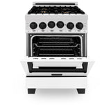 ZLINE Autograph Edition 24" 2.8 cu. ft. Range with Gas Stove and Gas Oven in DuraSnow Stainless Steel with White Matte Door and Accents (RGSZ-WM-24) [Color: Matte Black]