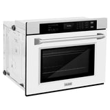 ZLINE 30 in. Professional True Convection Single Wall Oven with Air Fry and Self Clean in DuraSnow' Stainless Steel with White Matte Door (WASS-WM-30)