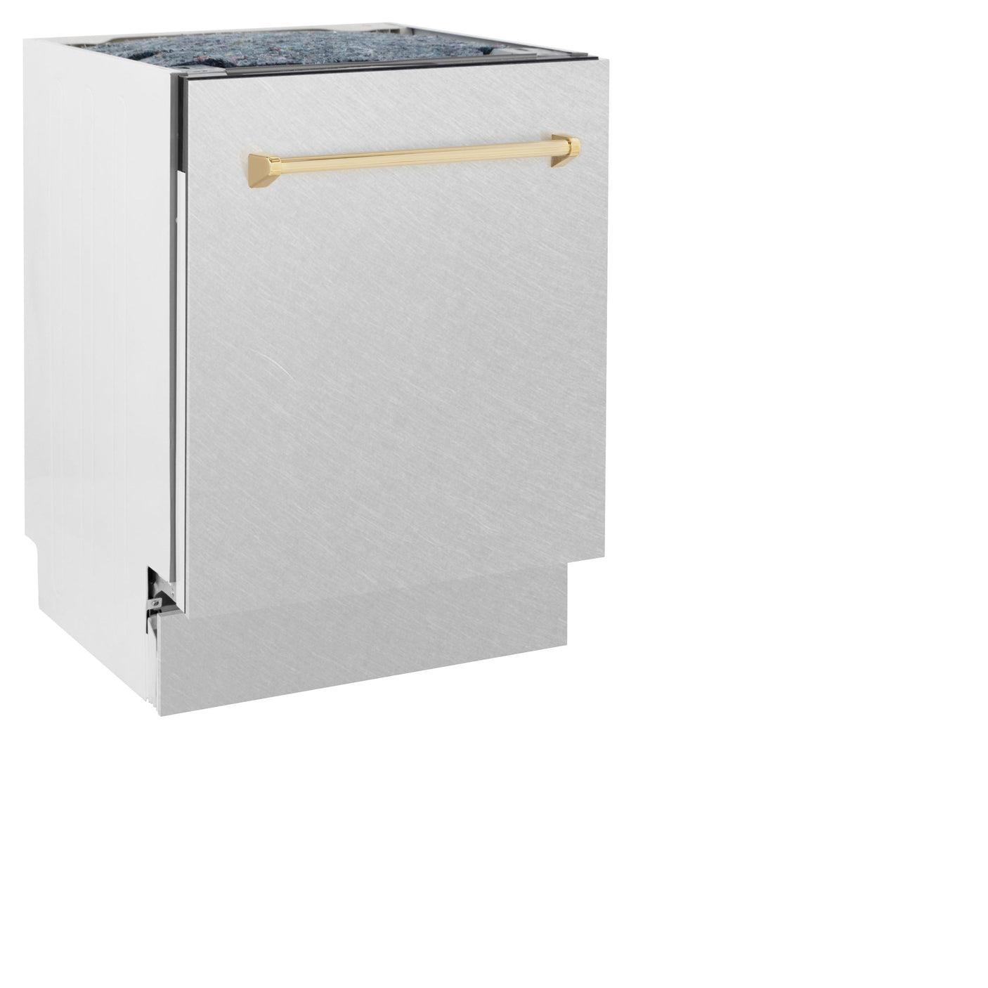 ZLINE Autograph Edition 24" 3rd Rack Top Control Tall Tub Dishwasher in DuraSnow Stainless Steel with Accent Handle, 51dBa (DWVZ-SN-24) [Color: Gold]