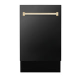 ZLINE Autograph Edition 18 Compact 3rd Rack Top Control Dishwasher in Black Stainless Steel with Accent Handle, 51dBa (DWVZ-BS-18) [Color: Gold]