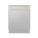 ZLINE Autograph Edition 24" 3rd Rack Top Control Tall Tub Dishwasher in DuraSnow Stainless Steel with Accent Handle, 51dBa (DWVZ-SN-24) [Color: Gold]