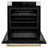 ZLINE 30 in. Autograph Edition Professional True Convection Single Wall Oven with Air Fry and Self Clean in Stainless Steel with Champagne Bronze Handle (WASZ-30-CB)