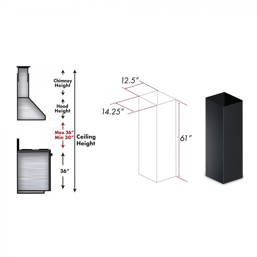 ZLINE 61 in. Wooden Chimney Extension for Ceilings up to 12.5 ft. (KBiCC-E)