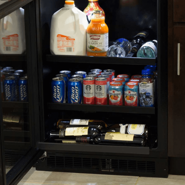 24-In Built-In Beverage Center With 3-In-1 Convertible Shelves with Door Style - Stainless Steel Frame Glass