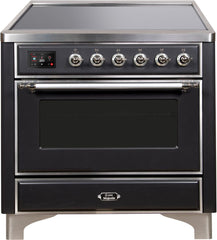 Majestic II 36 Inch Electric Freestanding Range in Matte Graphite with Chrome Trim