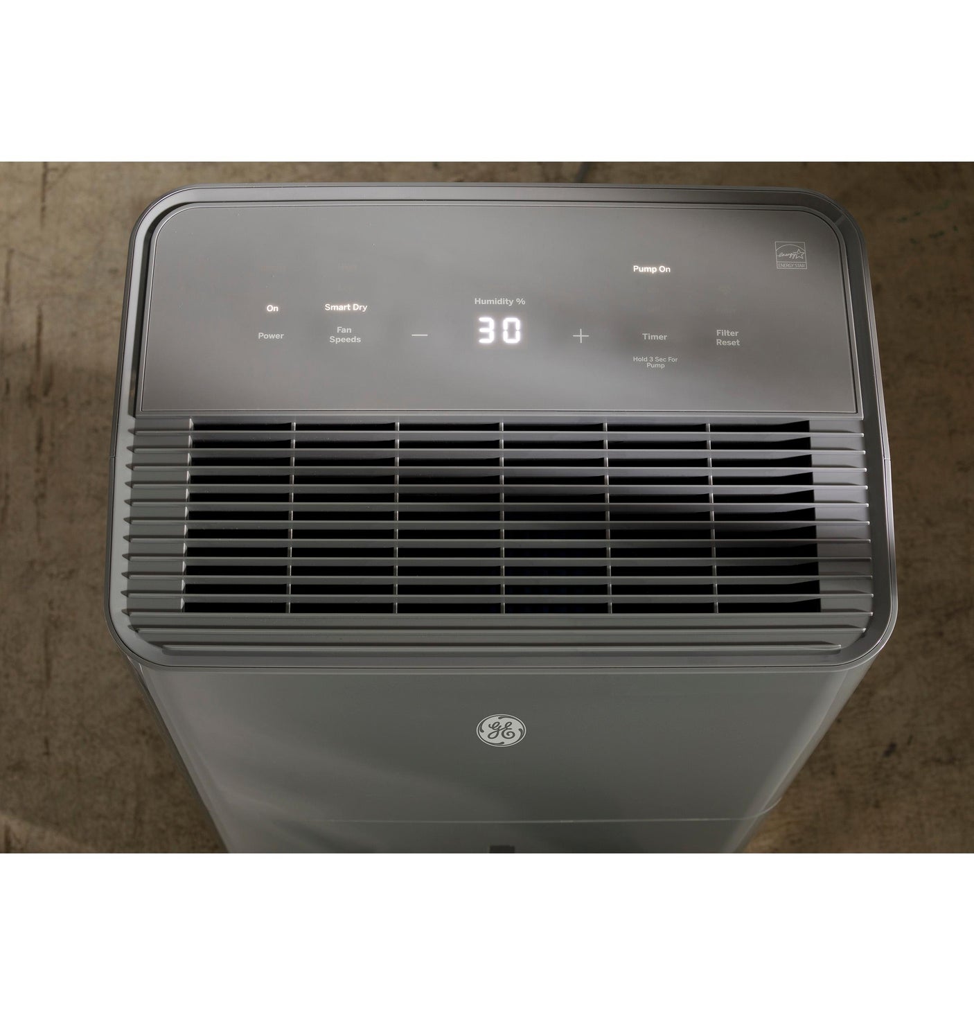 GE® ENERGY STAR® 50 Pint Portable Dehumidifier with Built-in Pump and Smart Dry for Wet Spaces