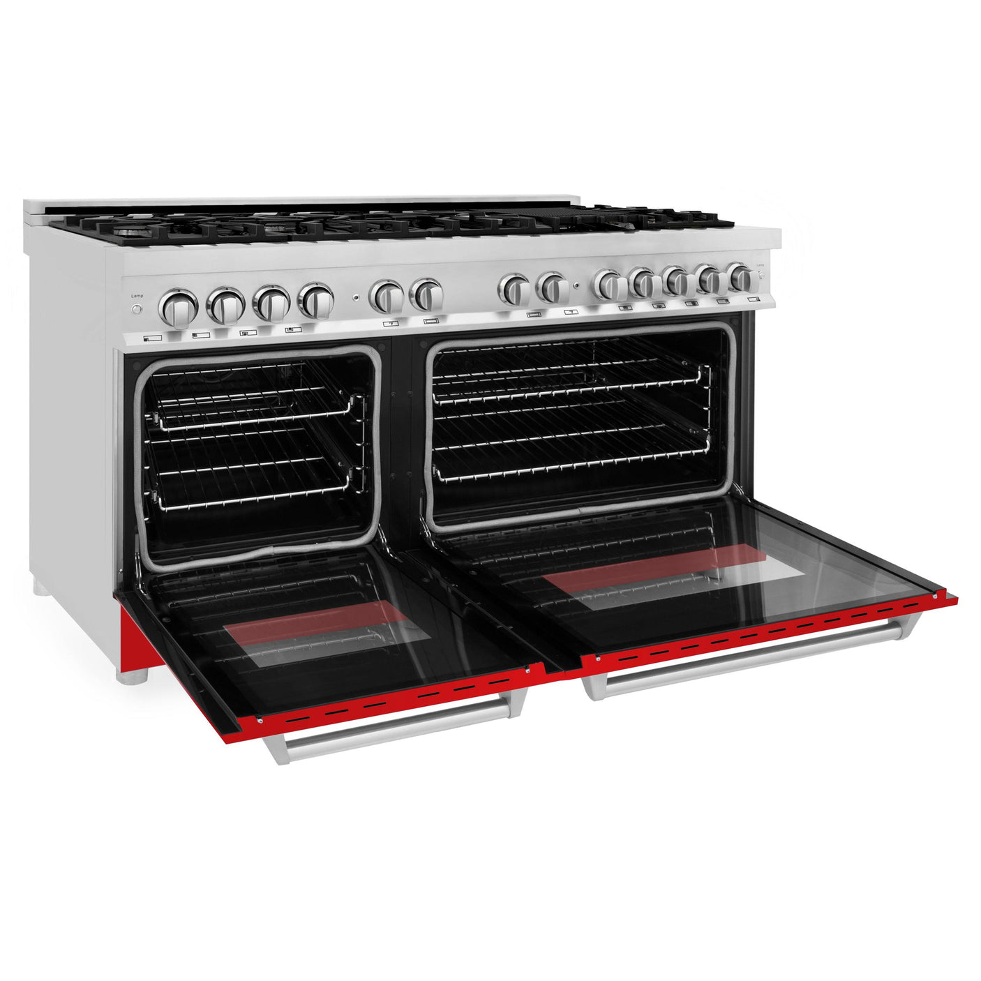 ZLINE 60 in. 7.4 cu. ft. Dual Fuel Range with Gas Stove and Electric Oven in Stainless Steel with Color Options (RA60) [Color: Red Matte]