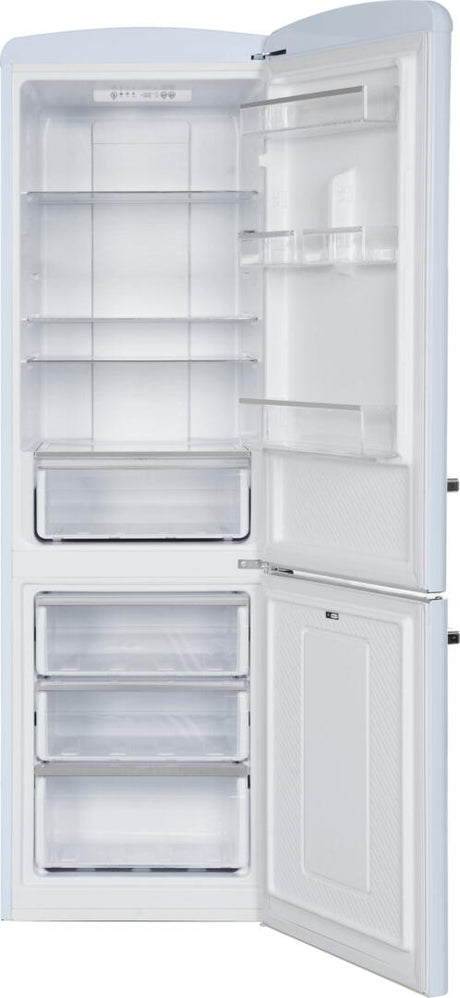 F12BFRES450RCR 24" 450 Series Bottom Freezer Retro Refrigerator with 11.65 cu. ft. Capacity, Adjustable Glass Shelves, Crisper Drawer, LED Lighting, Egg Tray, Energy Star, in Cream