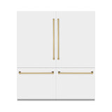 ZLINE Autograph Edition 72 in. 39.6 cu. ft. French Door Built-In Bottom Freezer Refrigerator with Water Dispensers and Ice Makers in White Matte and Polished Gold Accents (RBITZ-WM-72-G)