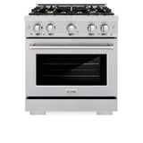 ZLINE 30 in. 4.2 cu. ft. Select Gas Range with Convection Gas Oven in Stainless Steel with 4 Brass Burners (HGR-BR-30)