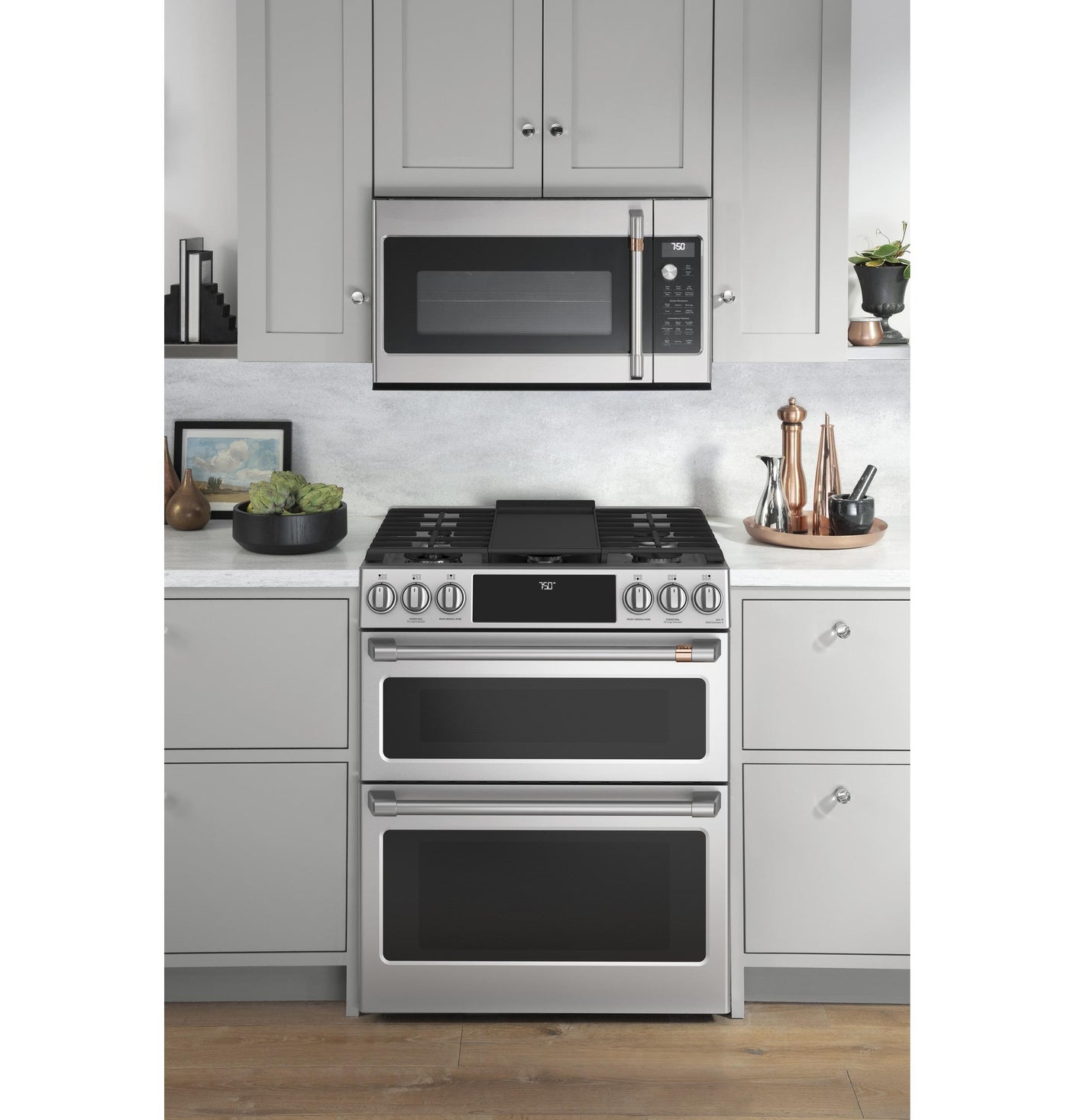 Café™ 30" Smart Slide-In, Front-Control, Gas Double-Oven Range with Convection