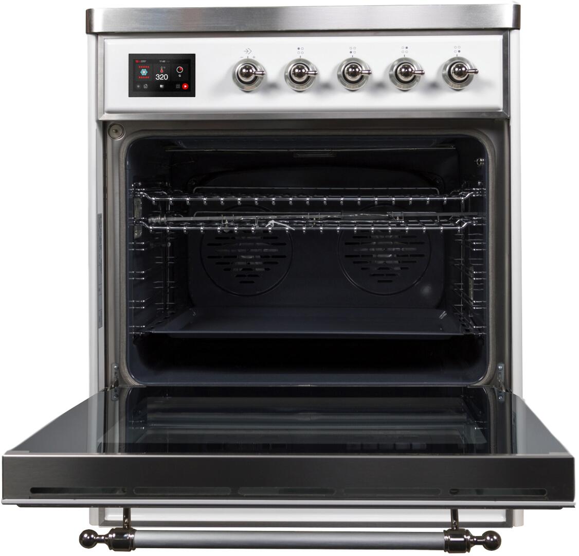 Majestic II 30 Inch Electric Freestanding Range in White with Chrome Trim