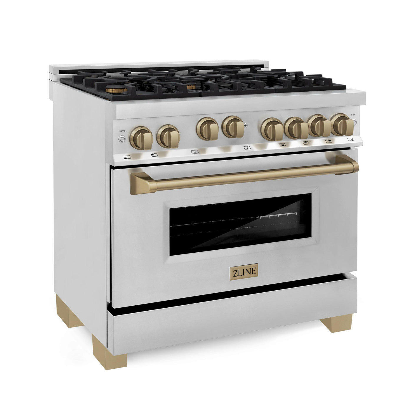 ZLINE Autograph Edition 36" 4.6 cu. ft. Range with Gas Stove and Gas Oven in Stainless Steel with Accents (RGZ-36) [Color: Champagne Bronze]