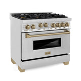 ZLINE Autograph Edition 36" 4.6 cu. ft. Range with Gas Stove and Gas Oven in Stainless Steel with Accents (RGZ-36) [Color: Champagne Bronze]