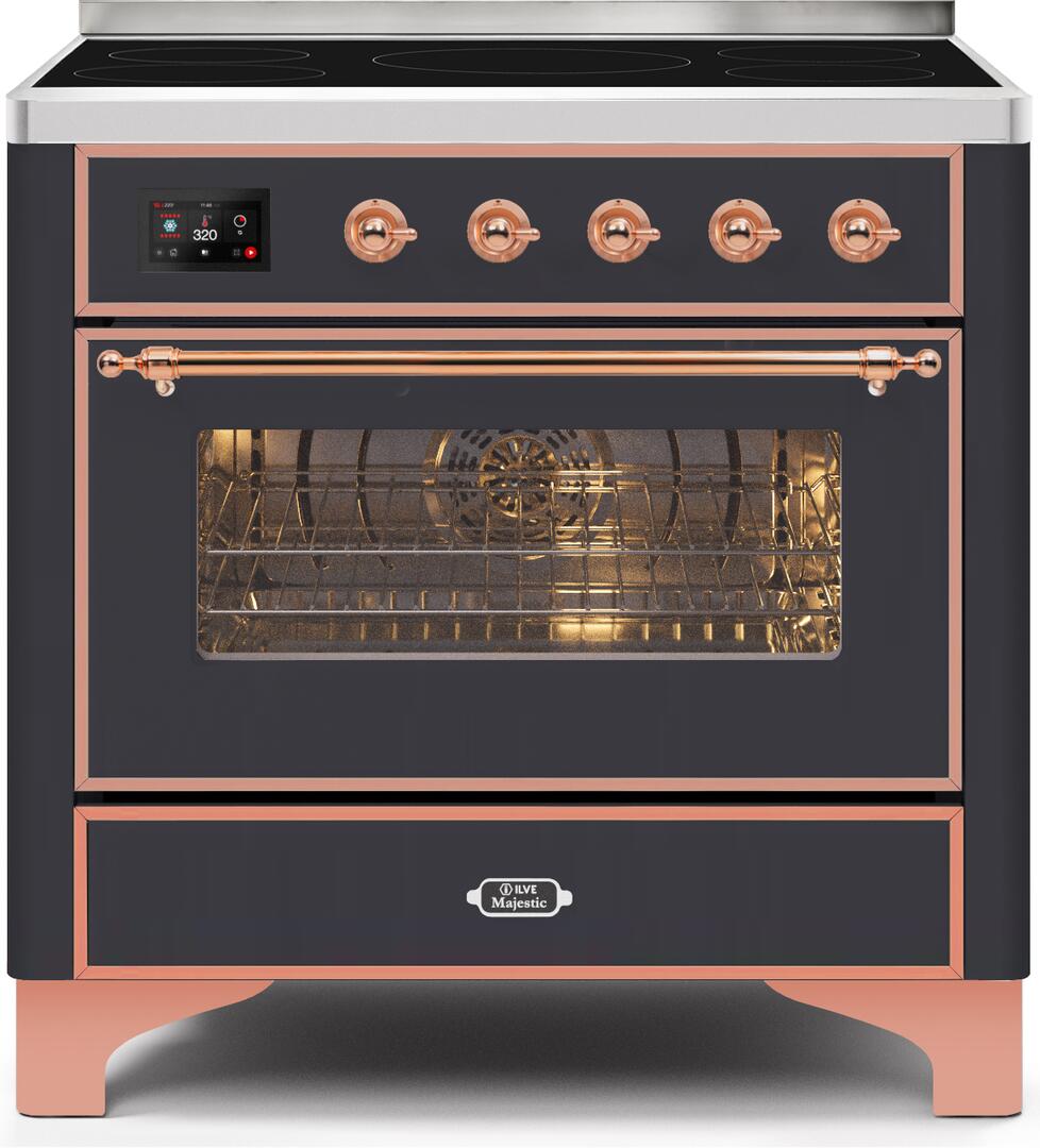 Majestic II 36 Inch Electric Freestanding Range in Matte Graphite with Copper Trim