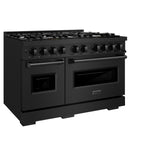 ZLINE 48 in. 6.7 cu. ft. Classic Double Oven Gas Range with 8 Burner Cooktop in Black Stainless Steel (CGRB-48)