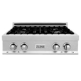 ZLINE 30" Porcelain Gas Stovetop in Fingerprint Resistant Stainless Steel with 4 Gas Burners (RTS-30) [Color: DuraSnow Stainless Steel]