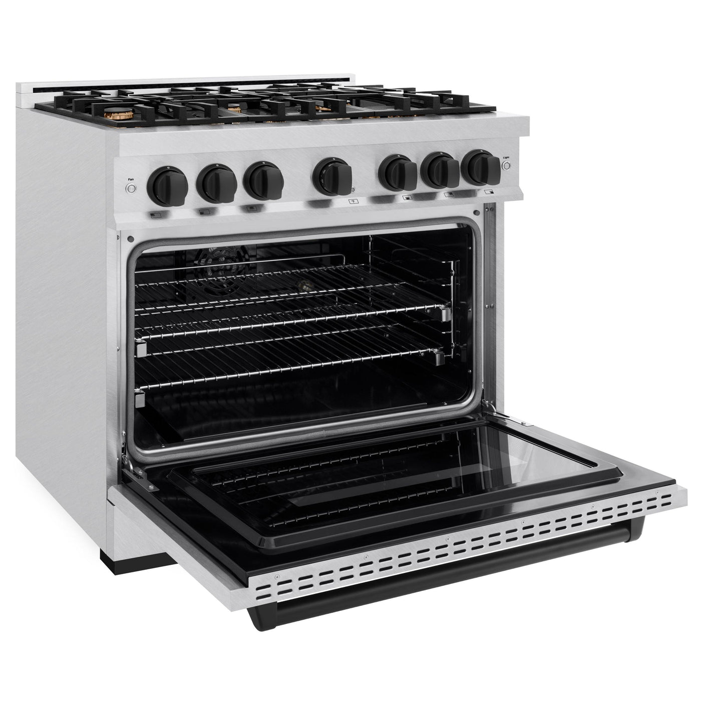 ZLINE Autograph Edition 36 in. 5.2 cu. ft. Classic Dual Fuel Range with 6 Burner Gas Cooktop and Electric Convection Oven in DuraSnow' Stainless Steel with Matte Black Accents (CDRSZ-36-MB)