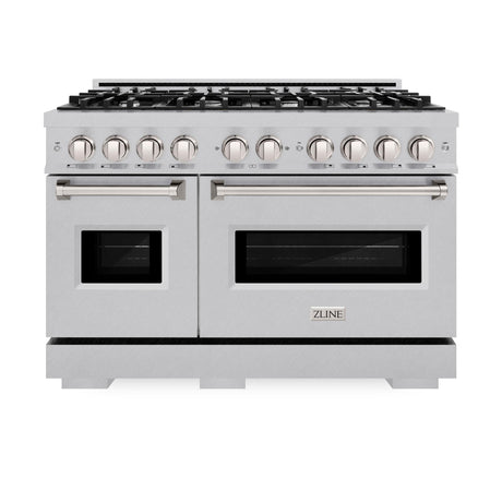 ZLINE 48 in. 6.7 cu. ft. Classic Double Oven Gas Range with 8 Burner Cooktop in DuraSnow' Stainless Steel (CGRS-48)