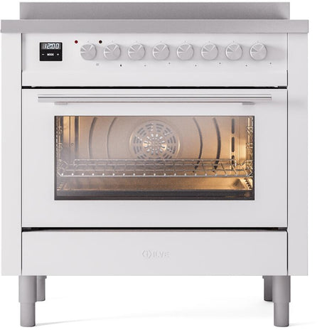 Professional Plus II 36 Inch Electric Freestanding Range in White with Trim