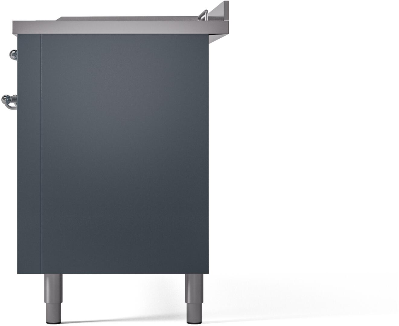 Nostalgie II 60 Inch Dual Fuel Natural Gas Freestanding Range in Blue Grey with Chrome Trim