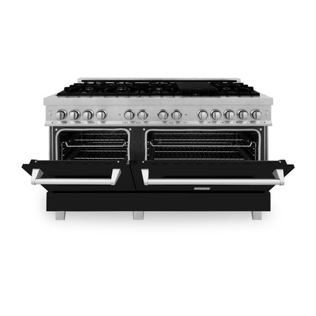 ZLINE 60 in. 7.4 cu. ft. Dual Fuel Range with Gas Stove and Electric Oven in DuraSnow Stainless Steel and Colored Door Options (RAS-60) [Color: DuraSnow Stainless Steel with Black Matte Door]