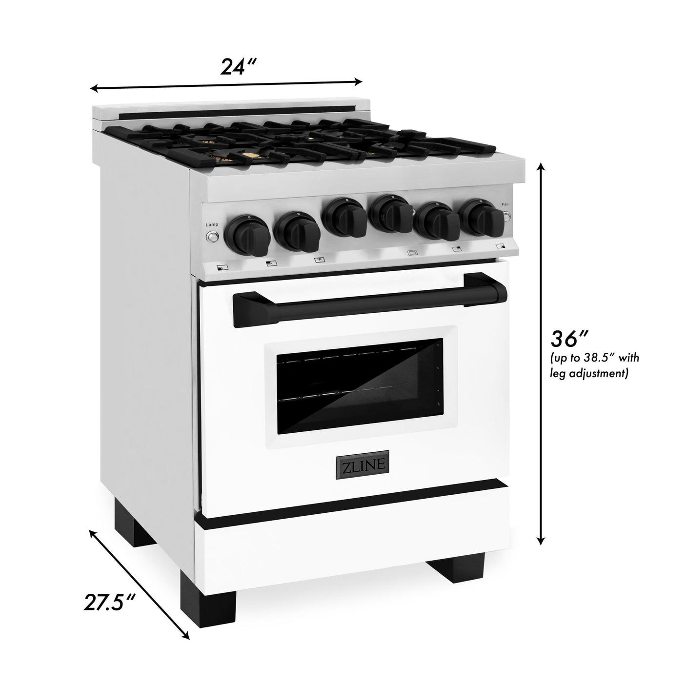 ZLINE Autograph Edition 24" 2.8 cu. ft. Range with Gas Stove and Gas Oven in Stainless Steel with White Matte Door and Matte Black Accents (RGZ-WM-24) [Color: Champagne Bronze]