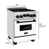 ZLINE Autograph Edition 24" 2.8 cu. ft. Range with Gas Stove and Gas Oven in Stainless Steel with White Matte Door and Matte Black Accents (RGZ-WM-24) [Color: Gold]