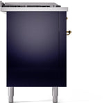 Nostalgie II 60 Inch Dual Fuel Natural Gas Freestanding Range in Blue with Brass Trim